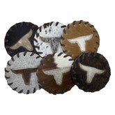 Texas Longhorn Cowhide Coasters - Set of 4